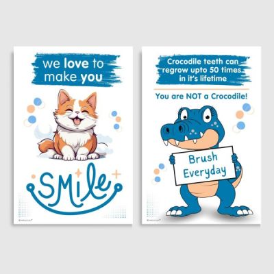 Dental Cute Funny Cartoons, Clinic Posters