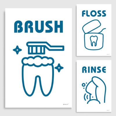 Brush Floss Rinse posters for Dentist waiting room